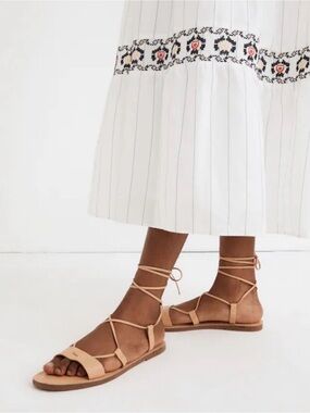 Madewell Tan Leather Lace-Up Gladiator Sandals